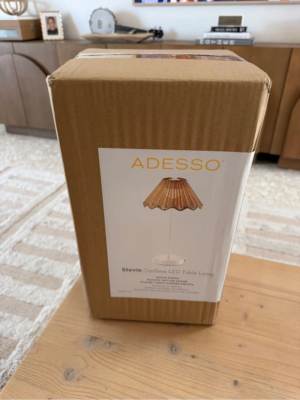 New Natural Rattan touch Table Lamp with White Base - Rustic Woven Shade
